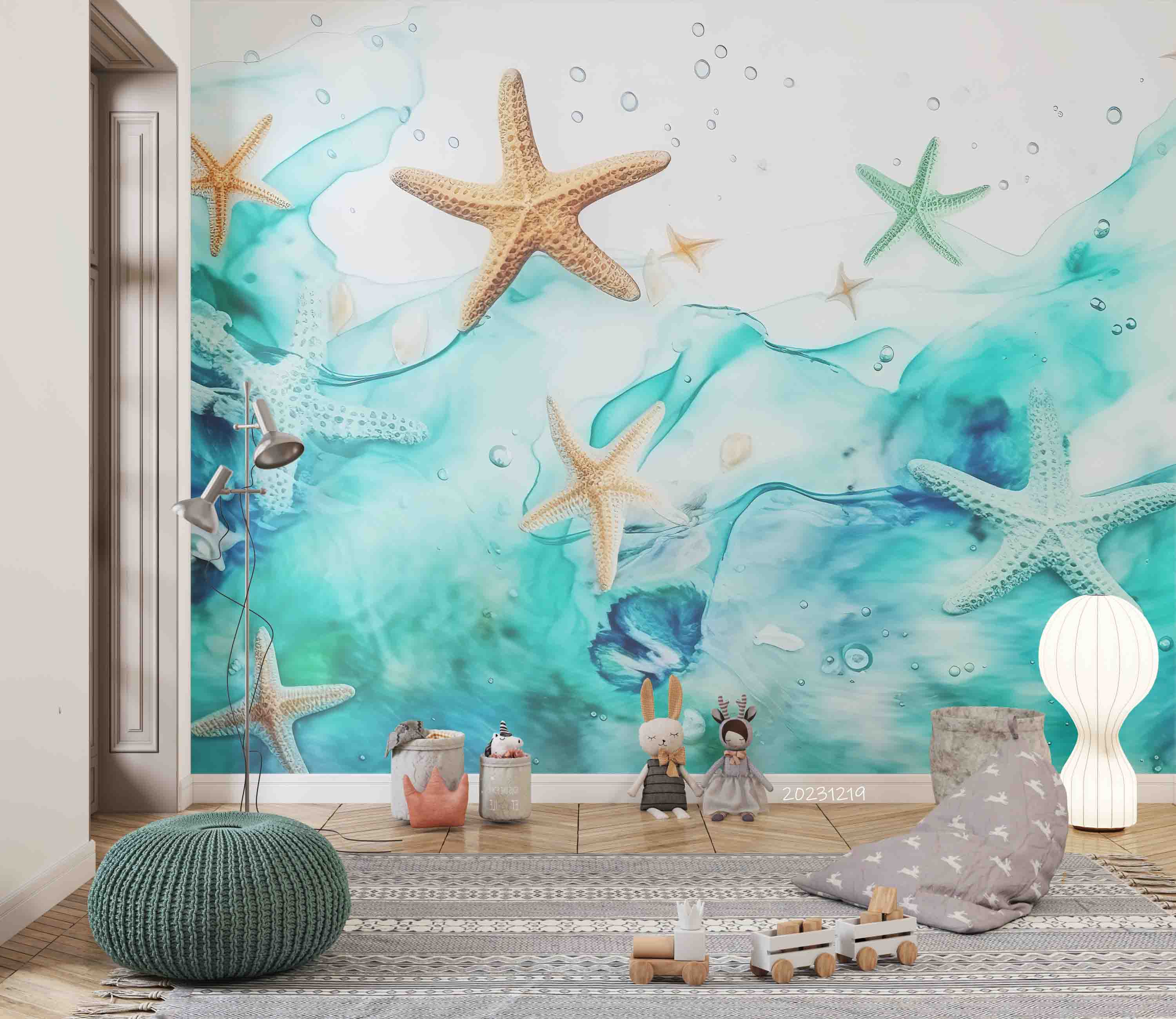 3D Animal Starfish Sea Ripple Bubble Wall Mural Wallpaper YXL 52