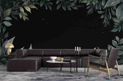 3D Green Leaves Dark Background Wallpaper Wall Mural Wall Decor Wall Art Wall Sticker Remoable Wallpaper