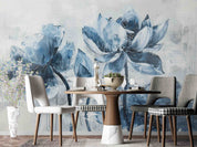 3D Blue Lotus Flower Oil Painting Wallpaper Wall Mural Wall Decor Wall Art Wall Sticker Remoable Wallpaper LQH