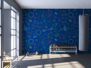 3D Sports Apparatus Dumbbell Badminton Wall Mural Wallpaper YXL 1781