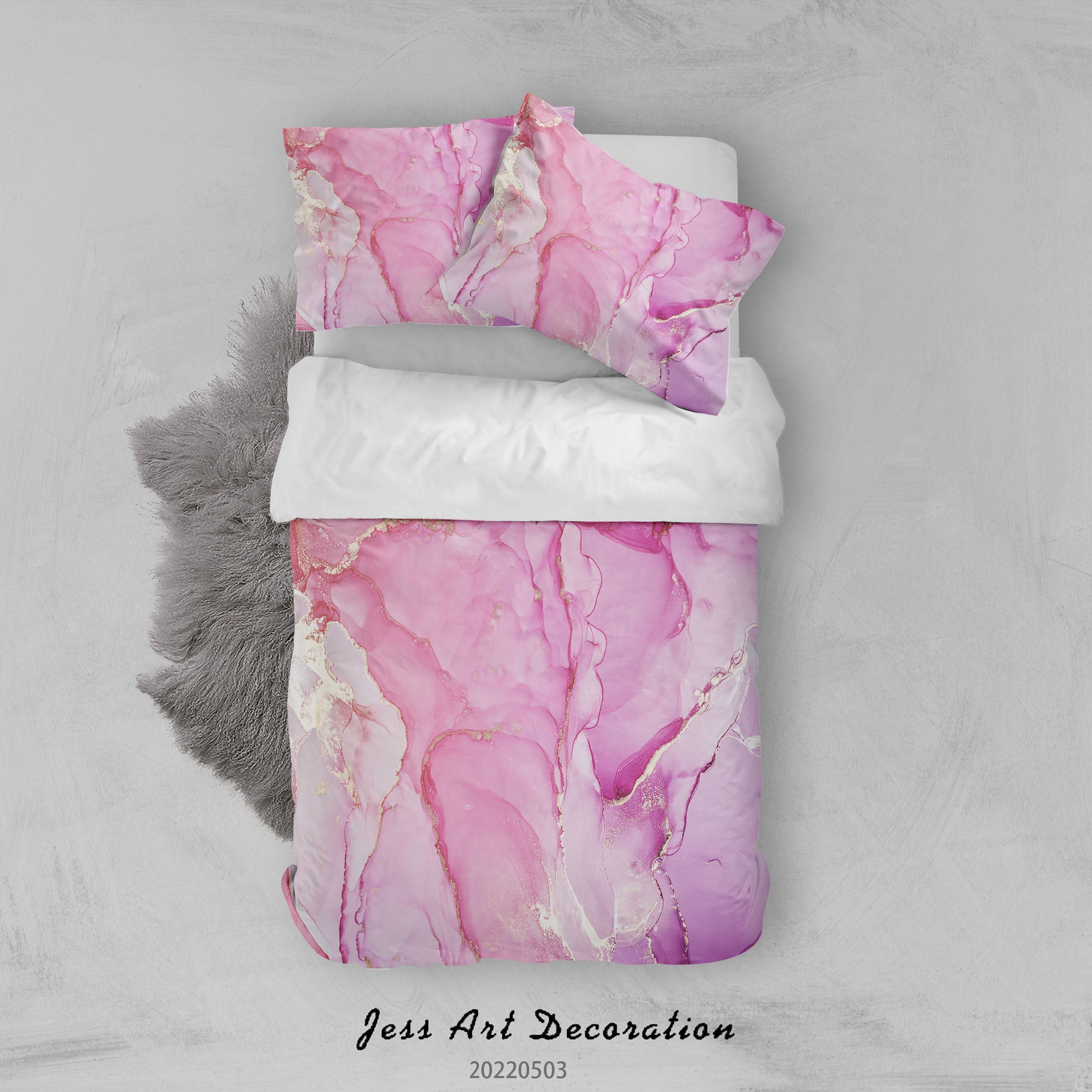 3D Ink And Wash Ripple Pink Quilt Cover Set Bedding Set Duvet Cover Pillowcase 606