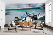 3D F1 Blue Formula One Racing Wallpaper Wall Mural Wall Decor Wall Art Wall Sticker Remoable Wallpaper
