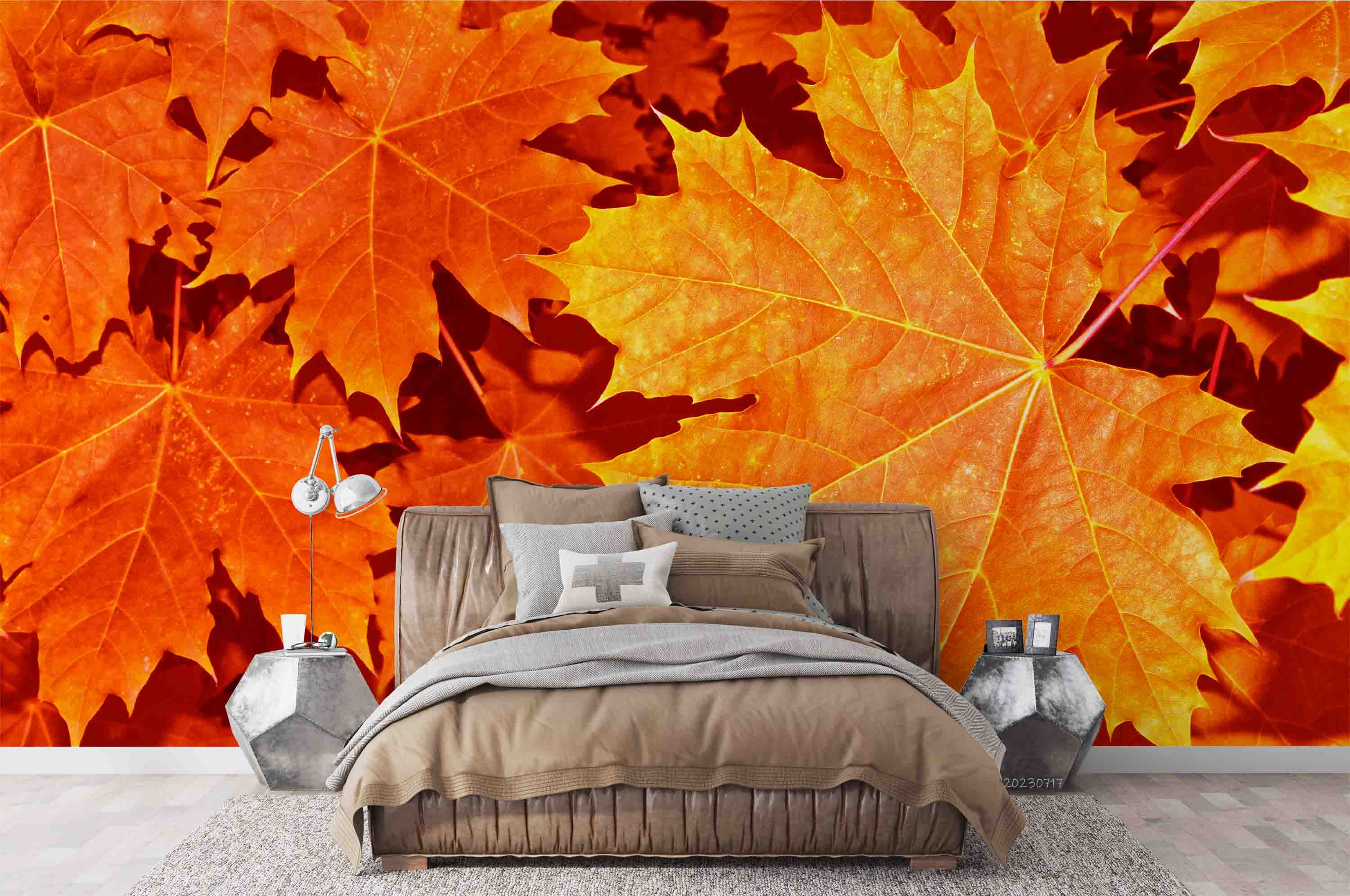 3D Maple Leaves Autumn Landscape Wall Mural Wallpaper JN 404