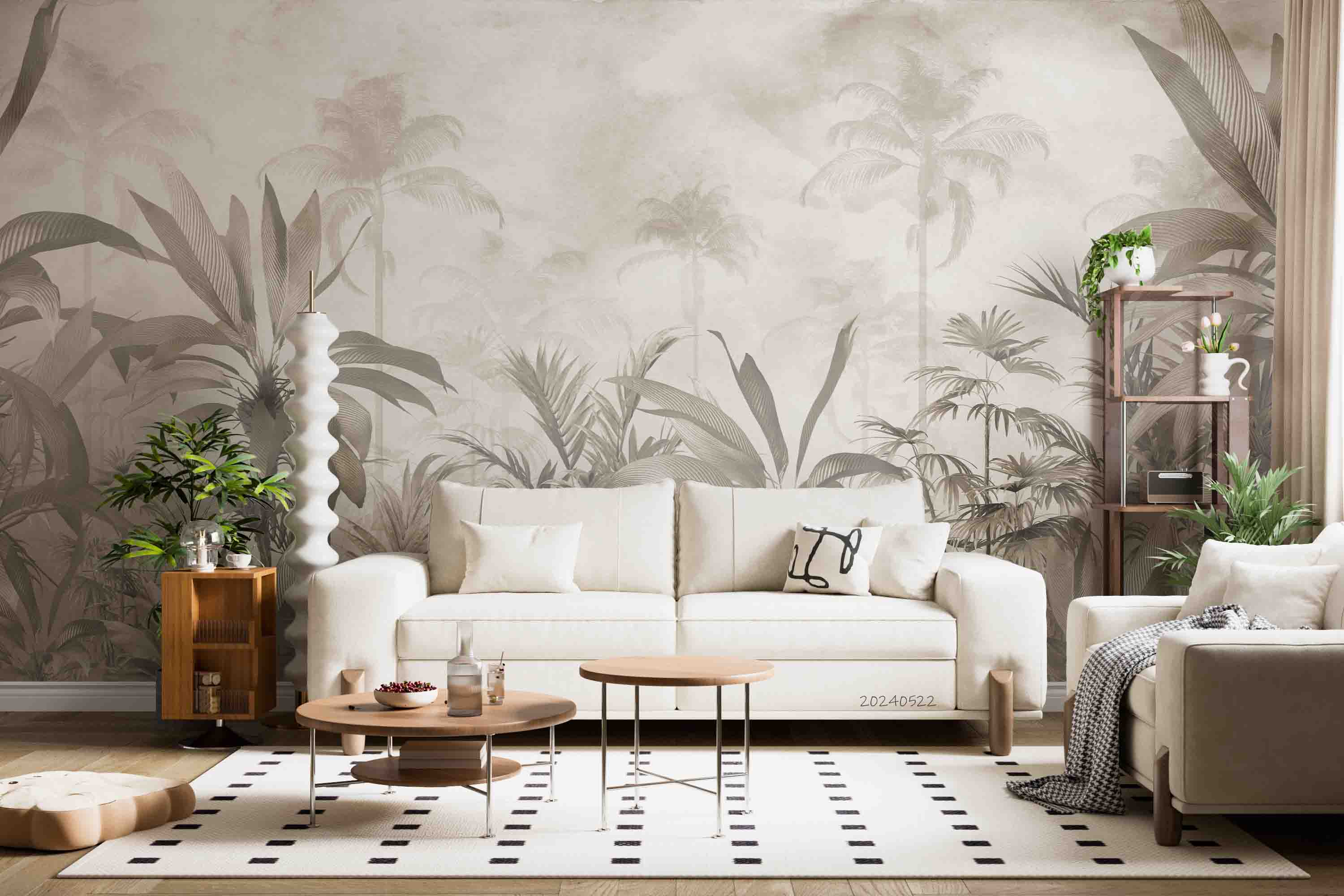 3D Forest Tree Cloud Sky Fog Gray Wall Mural Wallpaper YXL 553