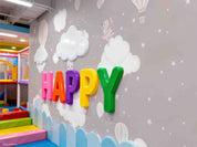 3D Play Centre Amusement Park Funfair Carnie Cartoon Animals Clouds Wall Mural Wallpaper 15