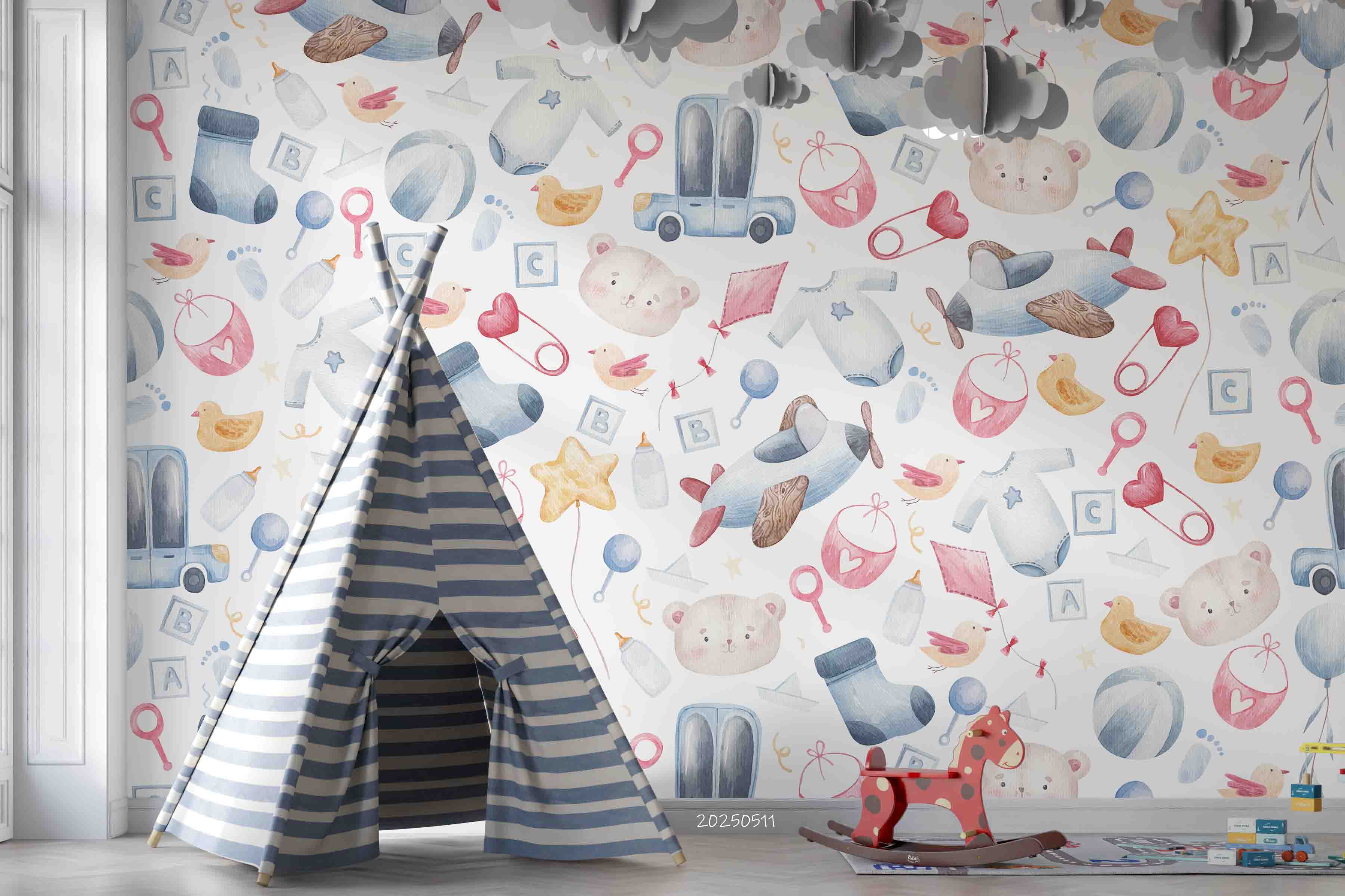 3D Cartoon Baby Products Pattern Wallpaper Wall Mural Wall Decor Wall Art Wall Sticker Remoable Wallpaper