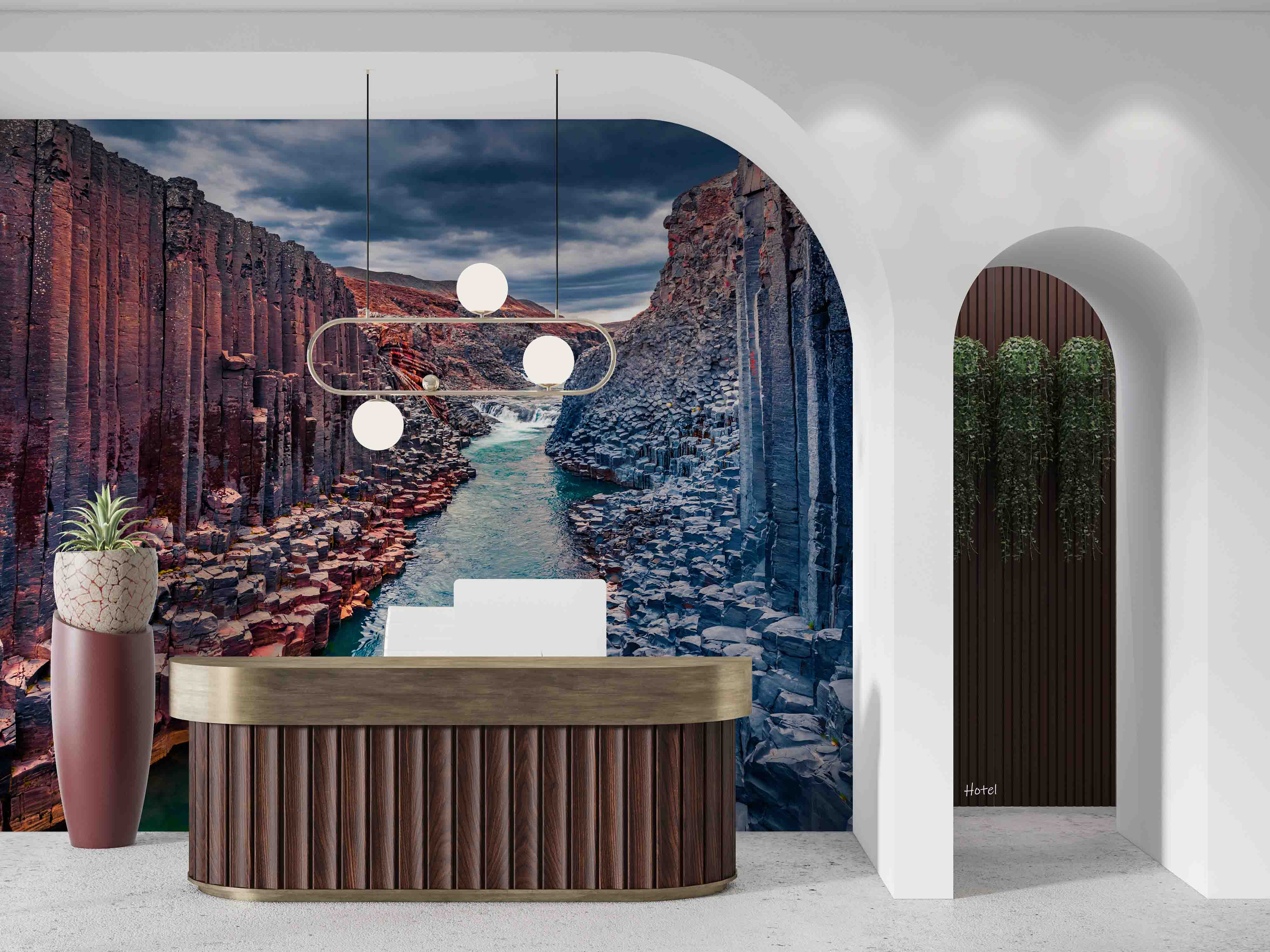 3D Hotel Inn Motel Hostel Resort Manor Scenery Mountains River Wall Mural Wallpaper 15