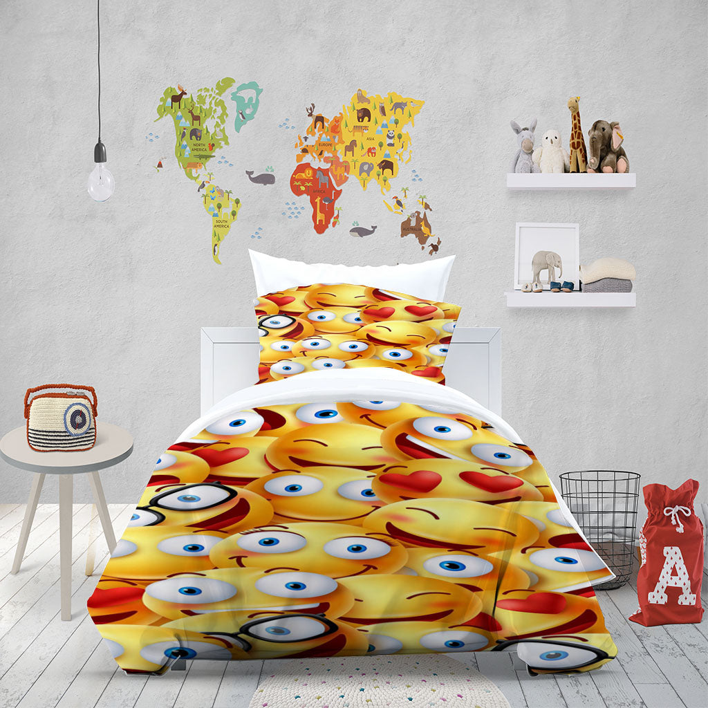 3D Pattern Smiling Face Yellow Quilt Cover Set Bedding Set Duvet Cover Pillowcase 1465