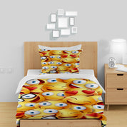 3D Pattern Smiling Face Yellow Quilt Cover Set Bedding Set Duvet Cover Pillowcase 1465
