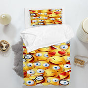3D Pattern Smiling Face Yellow Quilt Cover Set Bedding Set Duvet Cover Pillowcase 1465