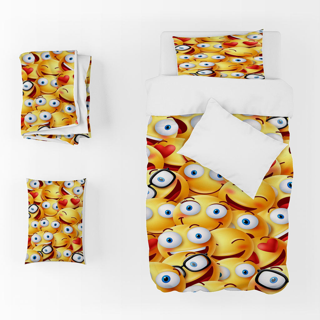 3D Pattern Smiling Face Yellow Quilt Cover Set Bedding Set Duvet Cover Pillowcase 1465