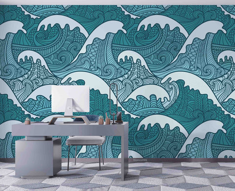 3D Vintage Sea Wave Pattern Wall Mural Wallpaper GD 5206- Jess Art Decoration