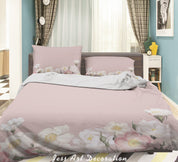 3D Floral Peony Pink Quilt Cover Set Bedding Set Duvet Cover Pillowcase 64