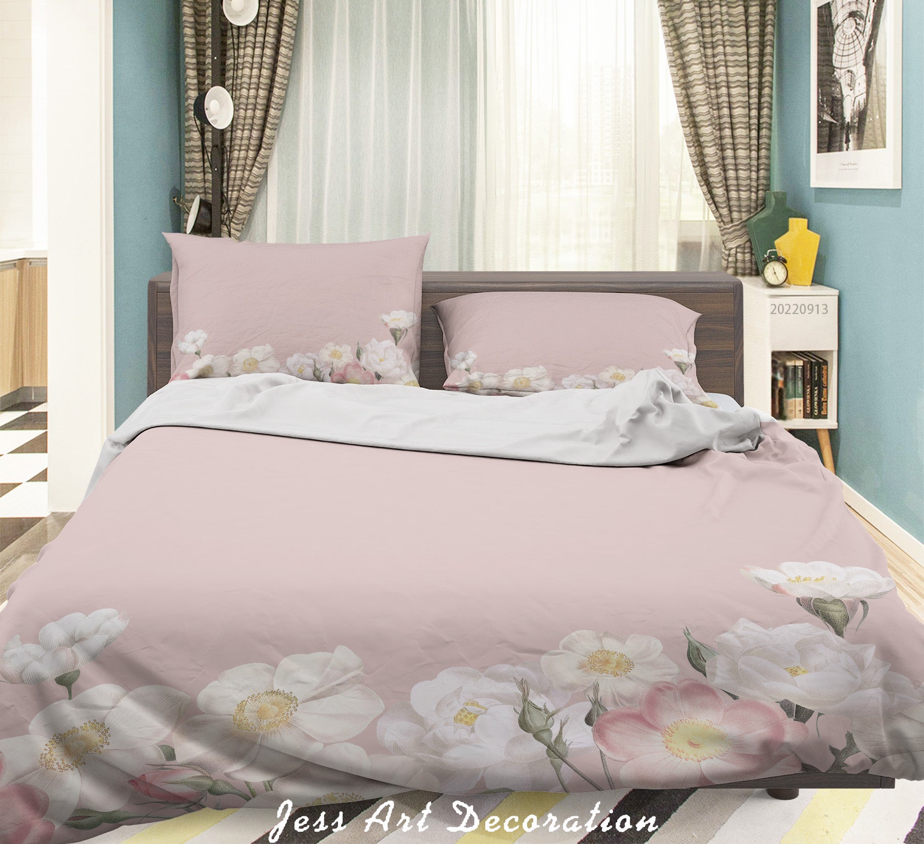 3D Floral Peony Pink Quilt Cover Set Bedding Set Duvet Cover Pillowcase 64