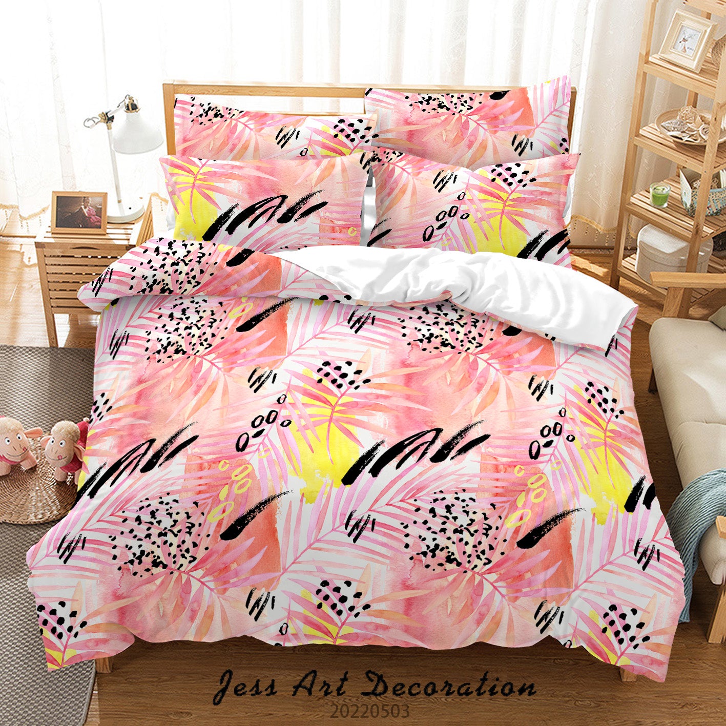 3D Graffiti Leaf Wave Point Quilt Cover Set Bedding Set Duvet Cover Pillowcase 584