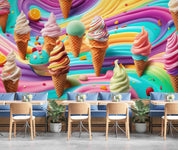 3D Ice Cream Chocolate Spread Ripple Wall Mural Wallpaper YXL 2337