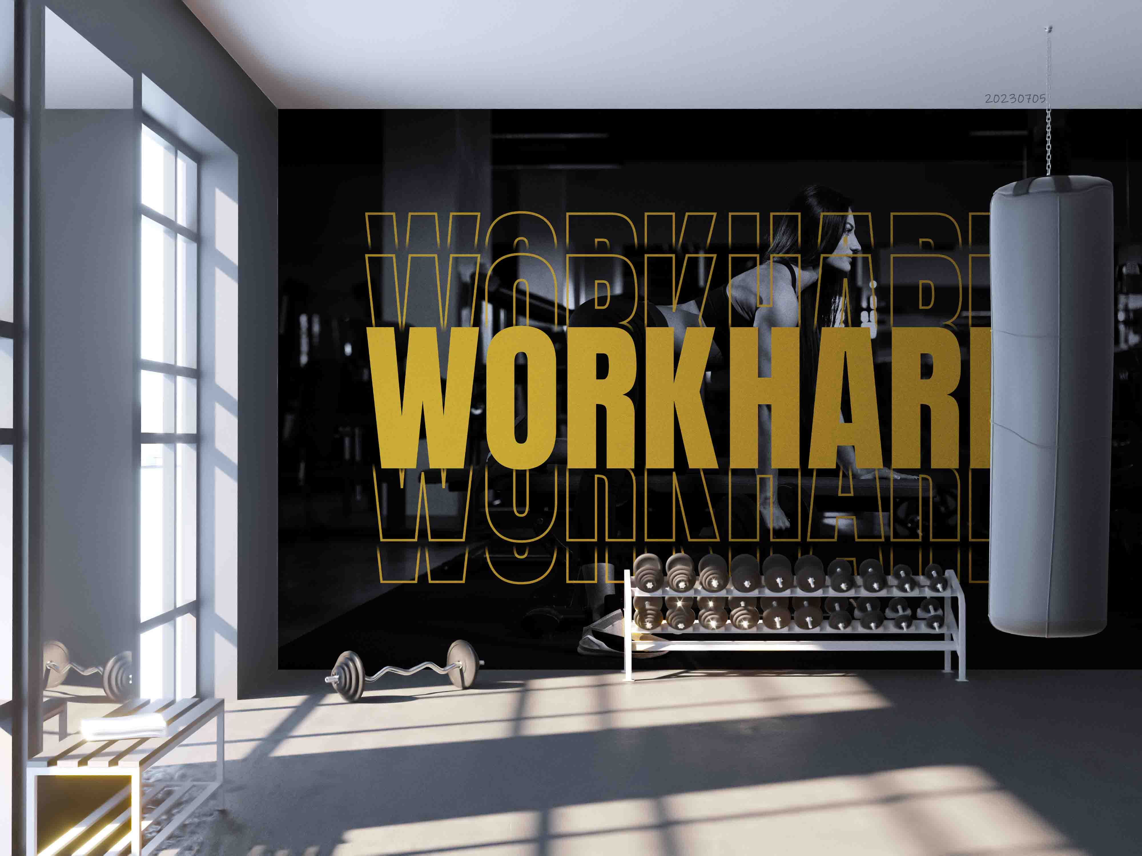 3D Fitness Yoga Person Letter Wall Mural Wallpaper YXL 1729