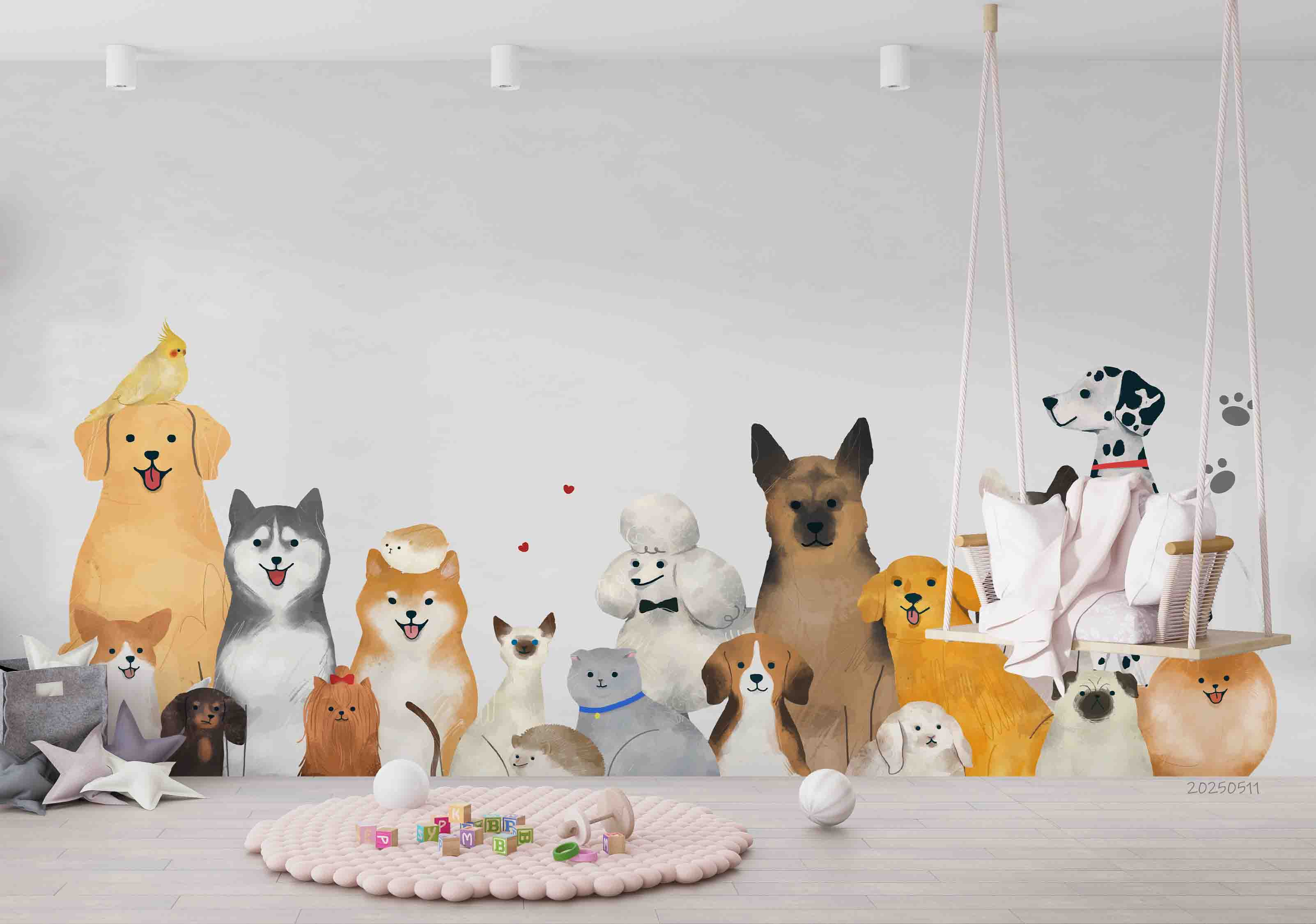 3D Cartoon Animal Dog Cute Kids Wallpaper Wall Mural Wall Decor Wall Art Wall Sticker Remoable Wallpaper