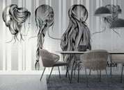 Abstract Women Back Hairstyle Contemporary Wallpaper contemporary street art wall mural for creative room or feature wall - v