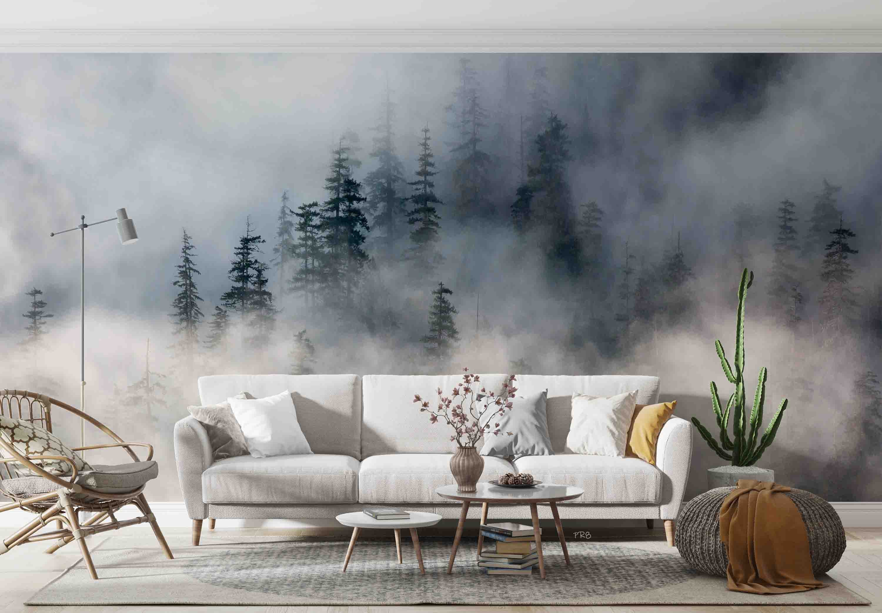 3D Forest Trees Misty Scenery Wall Mural Wallpaper GD 4522- Jess Art Decoration