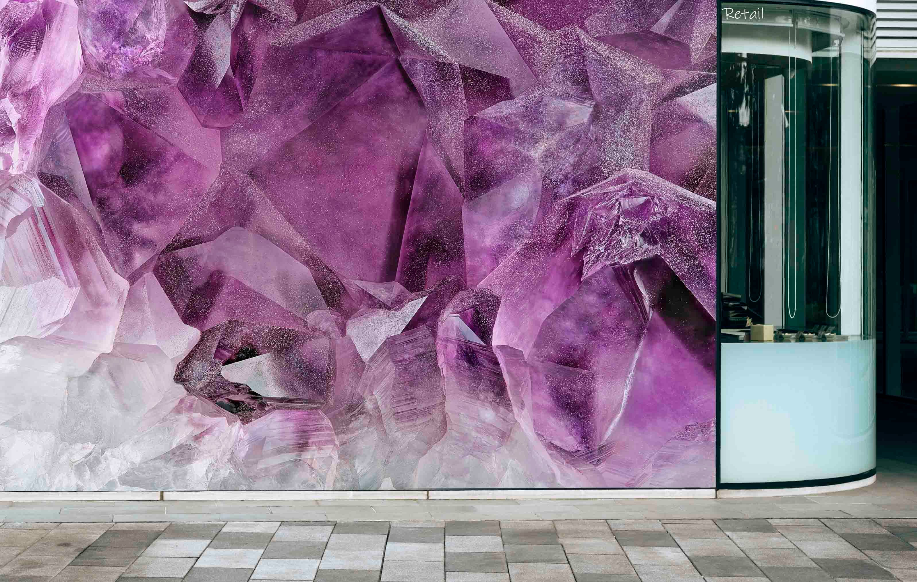 3D Retail Shop Store Market Trade Pink Crystal Wall Mural Wallpaper 24