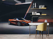 3D Orange Sports Car Wallpaper Wall Mural Wall Decor Wall Art Wall Sticker Remoable Wallpaper