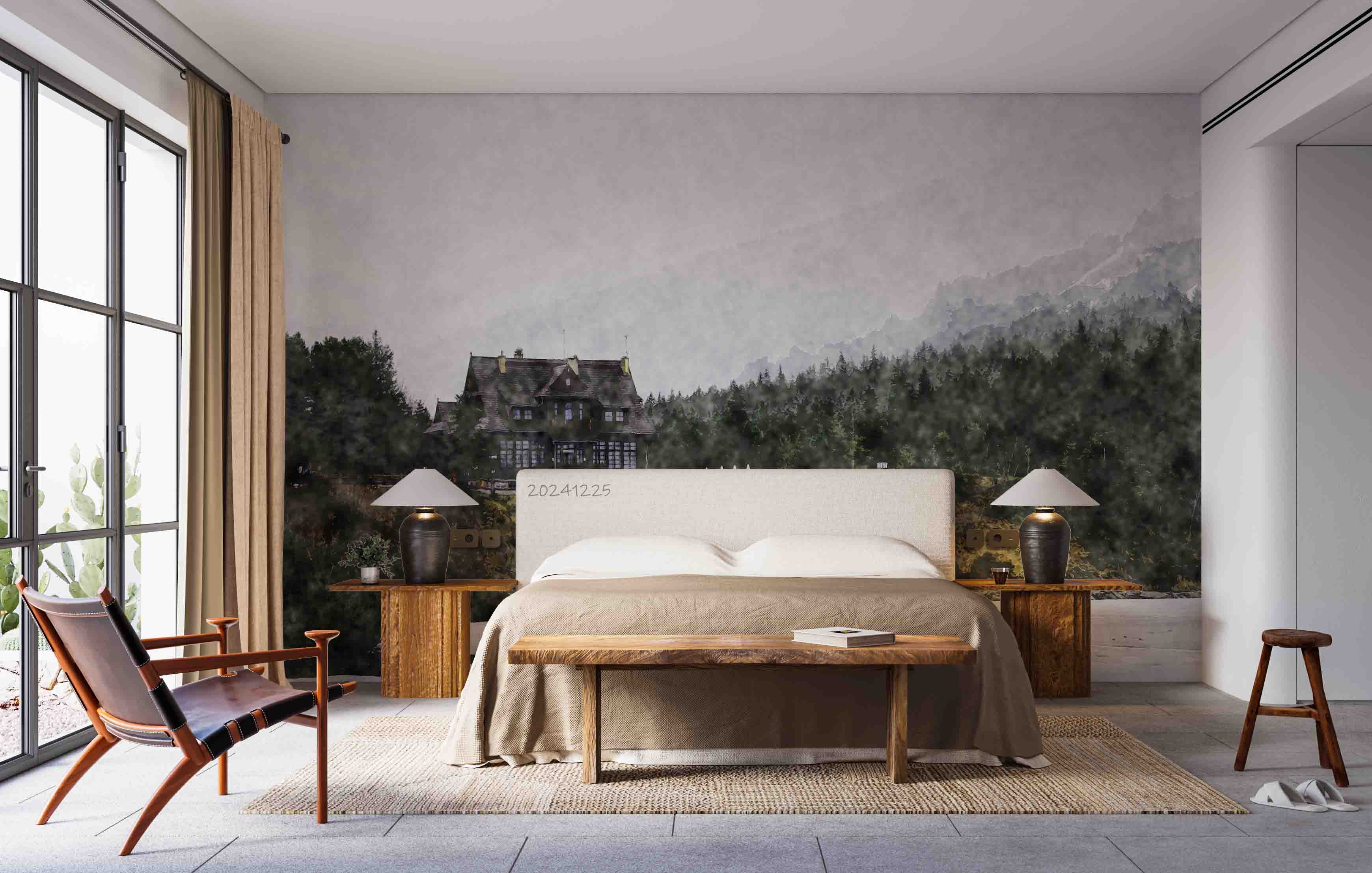 3D Forest House Lake Landscape Oil Painting Wallpaper Wall Mural Wall Decor Wall Art Wall Sticker Remoable Wallpaper LQH 14
