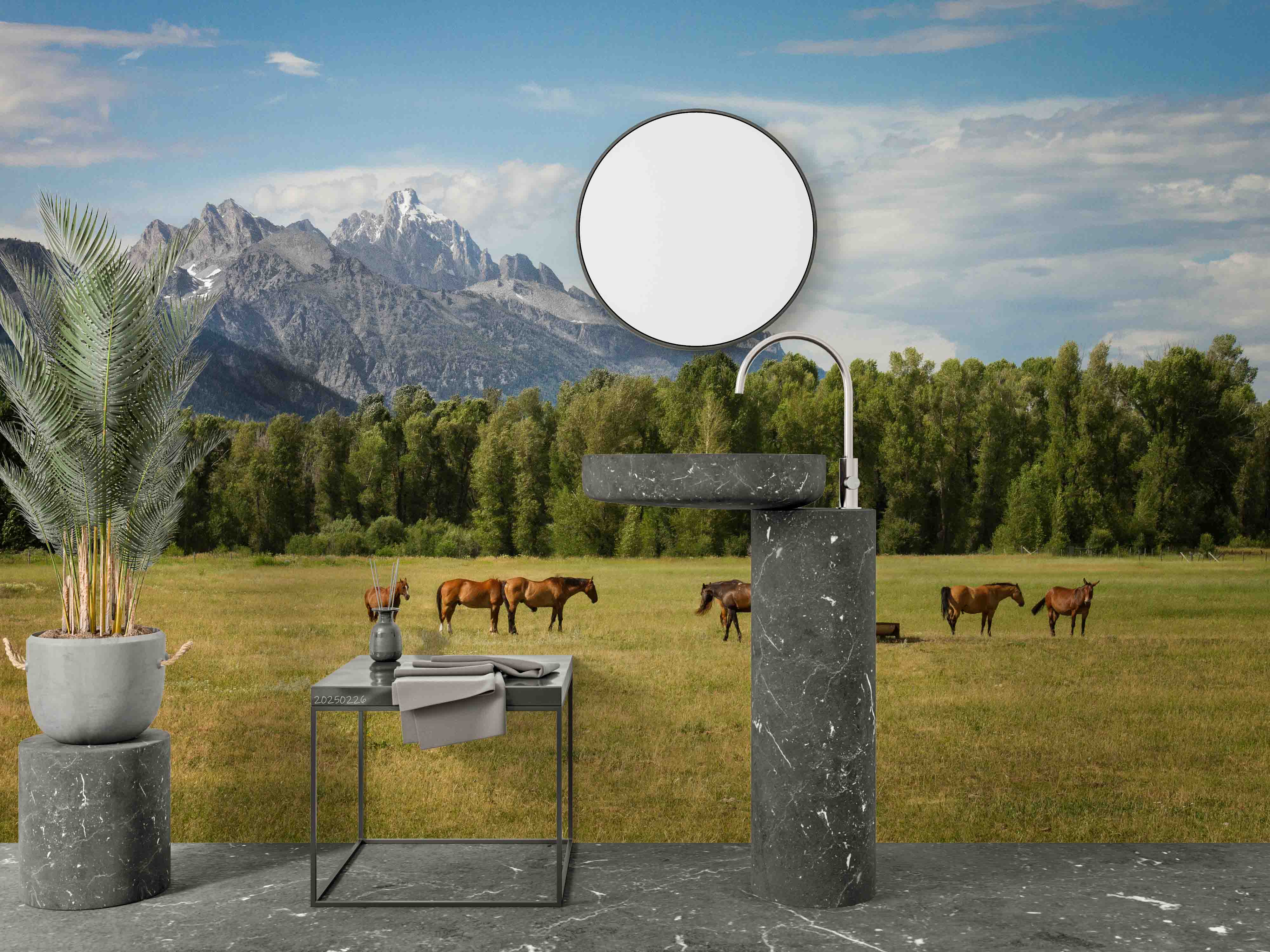 3D Nature Mountains Forest Grassland Horse Wallpaper Wall Mural Wall Decor Wall Art Wall Sticker Remoable Wallpaper LQH