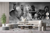 3D Five Horses Running Desert Dust Wall Mural Wallpaper GD 4761- Jess Art Decoration