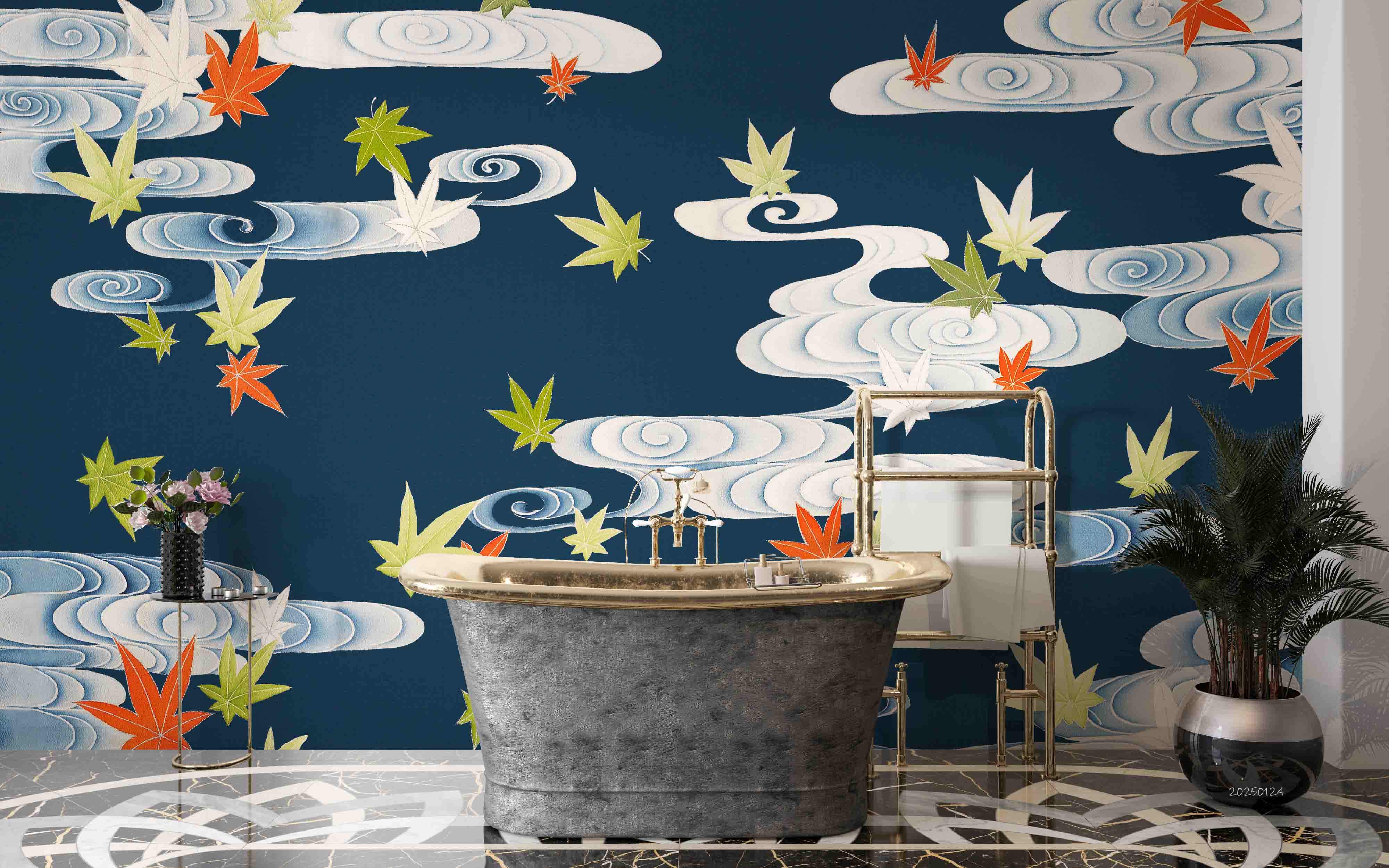 3D Autumn Maple Leaf Sky Cloud Pattern Wallpaper Wall Mural Wall Decor Wall Art Wall Sticker Remoable Wallpaper LQH 50