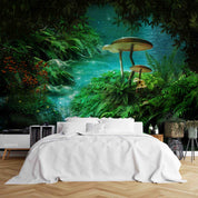 3D Tree River Fish Mushroom Wall Mural Wallpaper YXL 2573