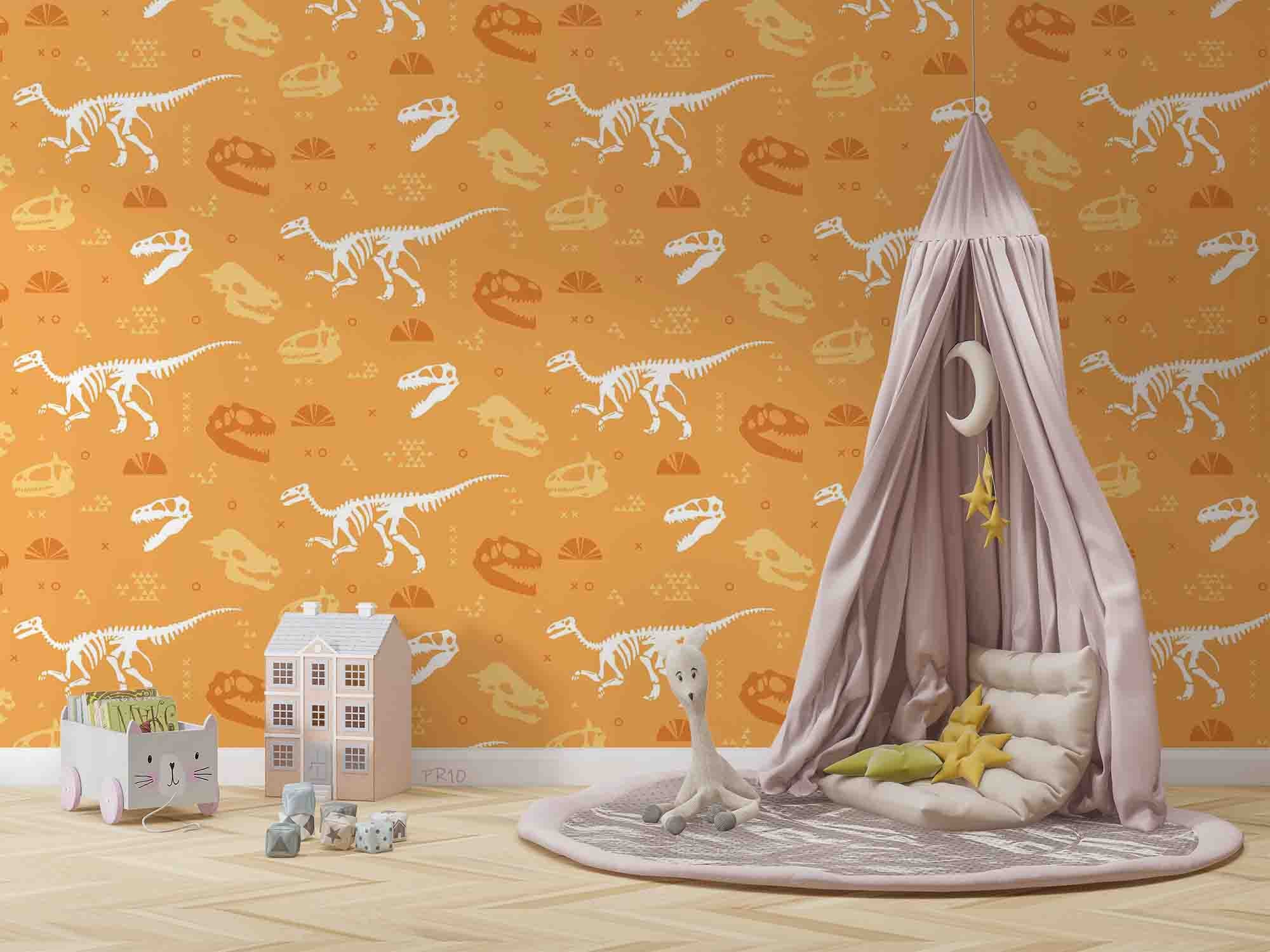 3D Dinosaur Fossil Pattern dinosaur fossil pattern wall mural wallpaper for kids room - view 2