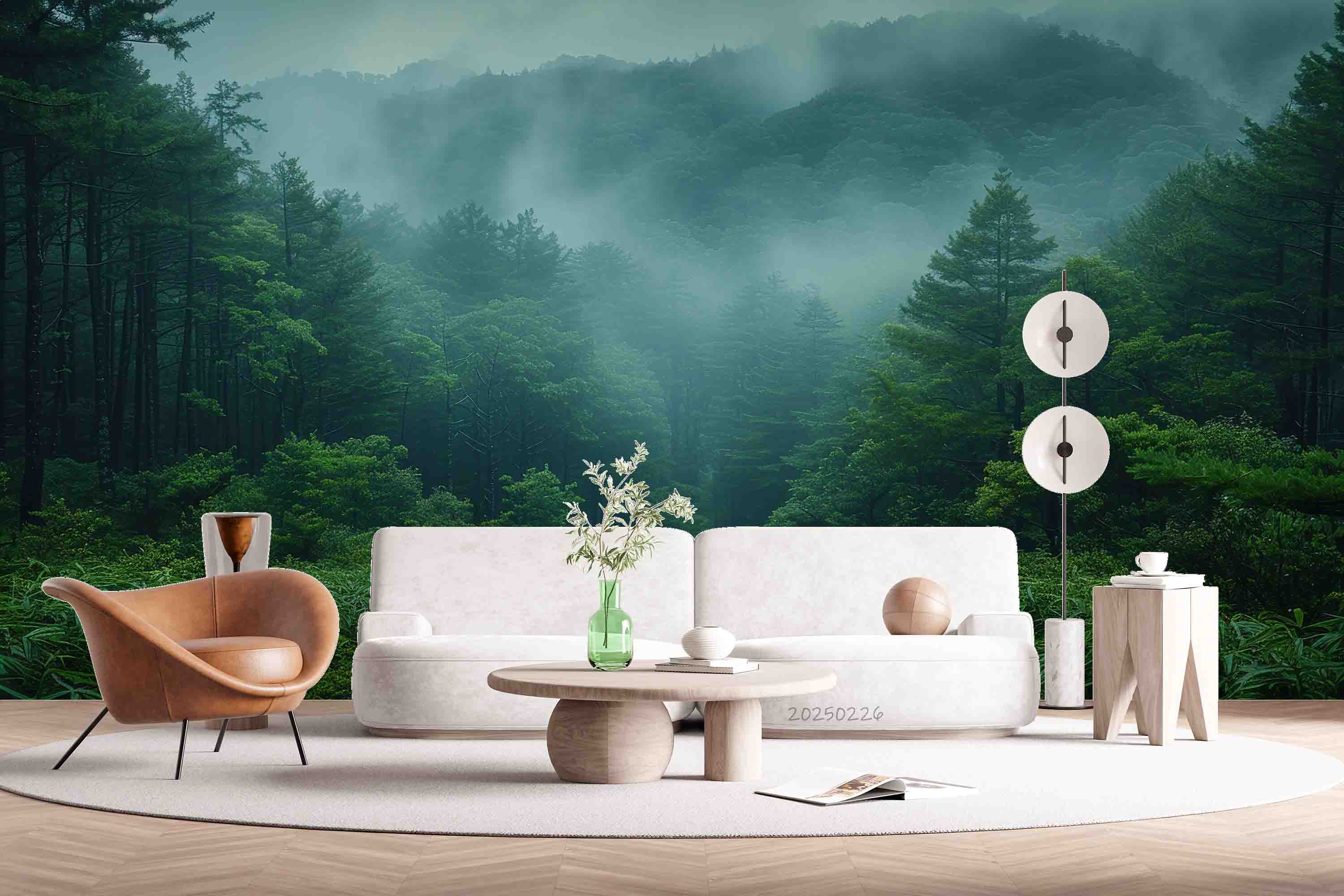 3D Nature Green Forest White Fog Wallpaper Wall Mural Wall Decor Wall Art Wall Sticker Remoable Wallpaper LQH