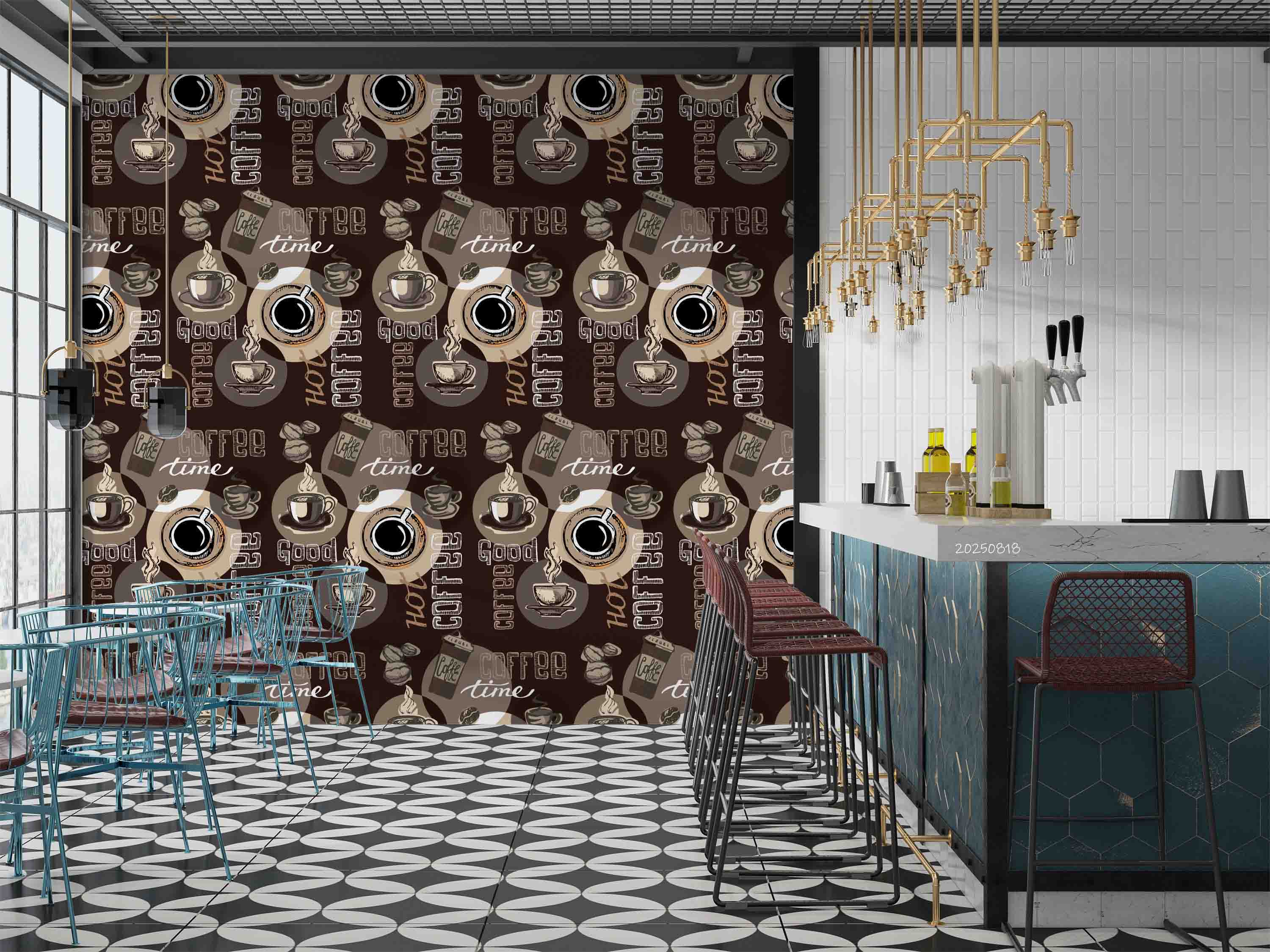 3D Restaurant Snack Bar Coffee Shop Pattern Wall Mural Wallpaper 59