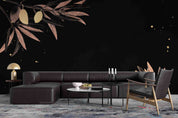 3D Leaves Texture Dark Background Wallpaper Wall Mural Wall Decor Wall Art Wall Sticker Remoable Wallpaper