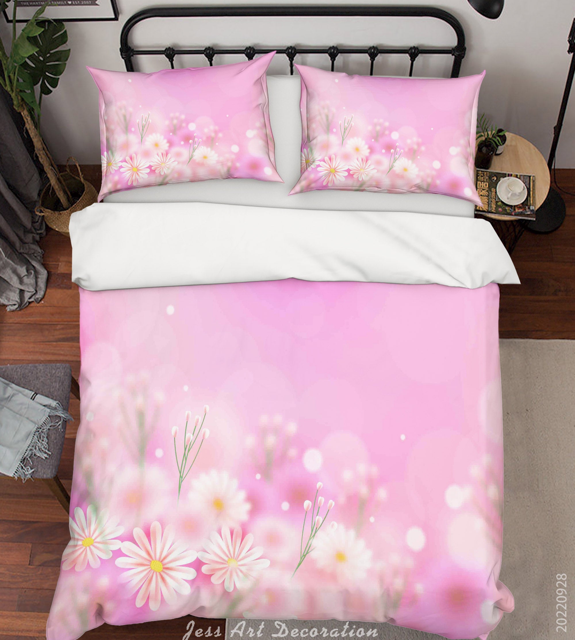 3D Floral Small Daisy Pink Quilt Cover Set Bedding Set Duvet Cover Pillowcase 317