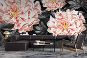 3D Pink Floral Bouquet Dark Background Wallpaper Wall Mural Wall Decor Wall Art Wall Sticker Remoable Wallpaper