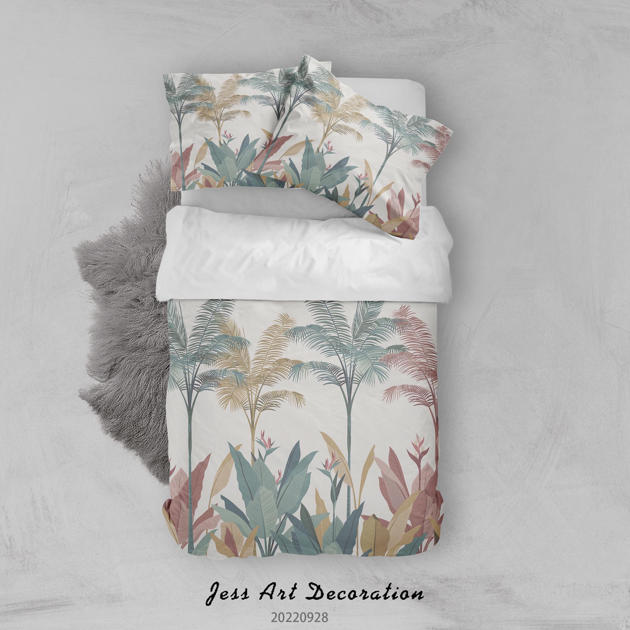 3D Tree Leaf White Quilt Cover Set Bedding Set Duvet Cover Pillowcase 344