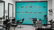 3D Salon Shop Beauty Salon Mustache Wall Mural Wallpaper 49