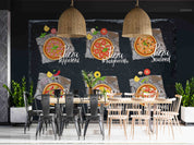3D Pizza Set Wooden Board Wall Mural Wallpaper GD 5536- Jess Art Decoration