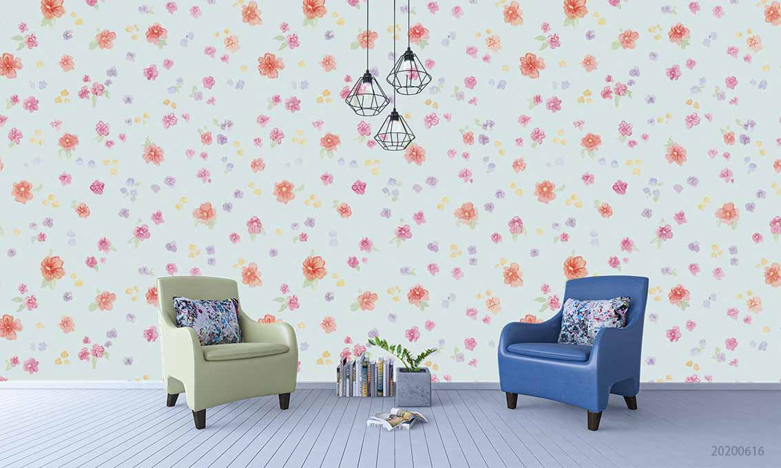 3D Floral Heronsbill Blue Wall Mural Wallpaper YXL 2268