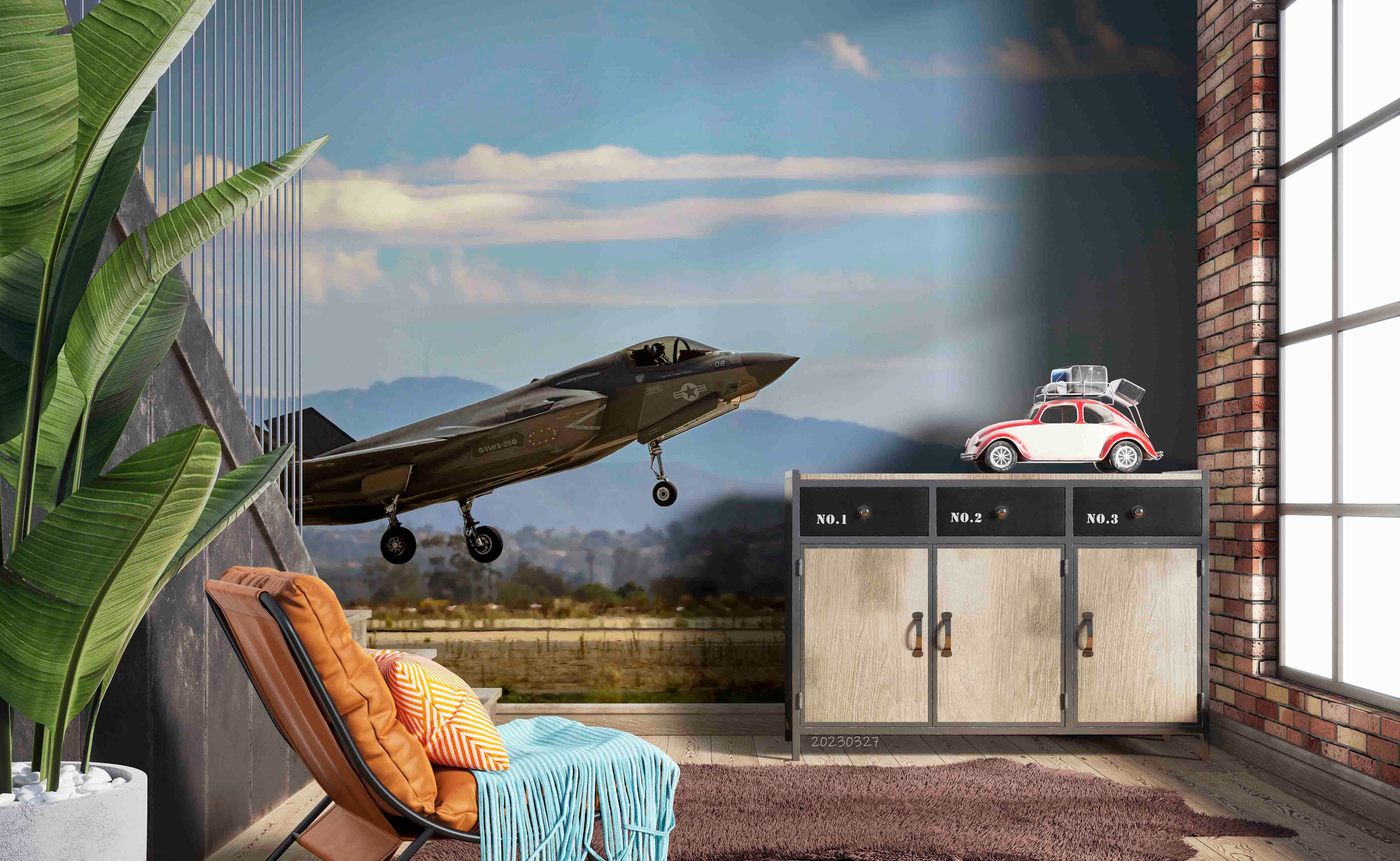 3D Military Aircraft Lockheed Martin F-35 Lightning II Wall Mural Wallpaper GD 5387- Jess Art Decoration