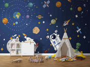 3D Cartoon Space Planet Satellite Star Wall Mural Wallpaper GD 4551- Jess Art Decoration