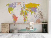 3D Colorful World Map Wall Mural Wallpaper GD 3699- Jess Art Decoration