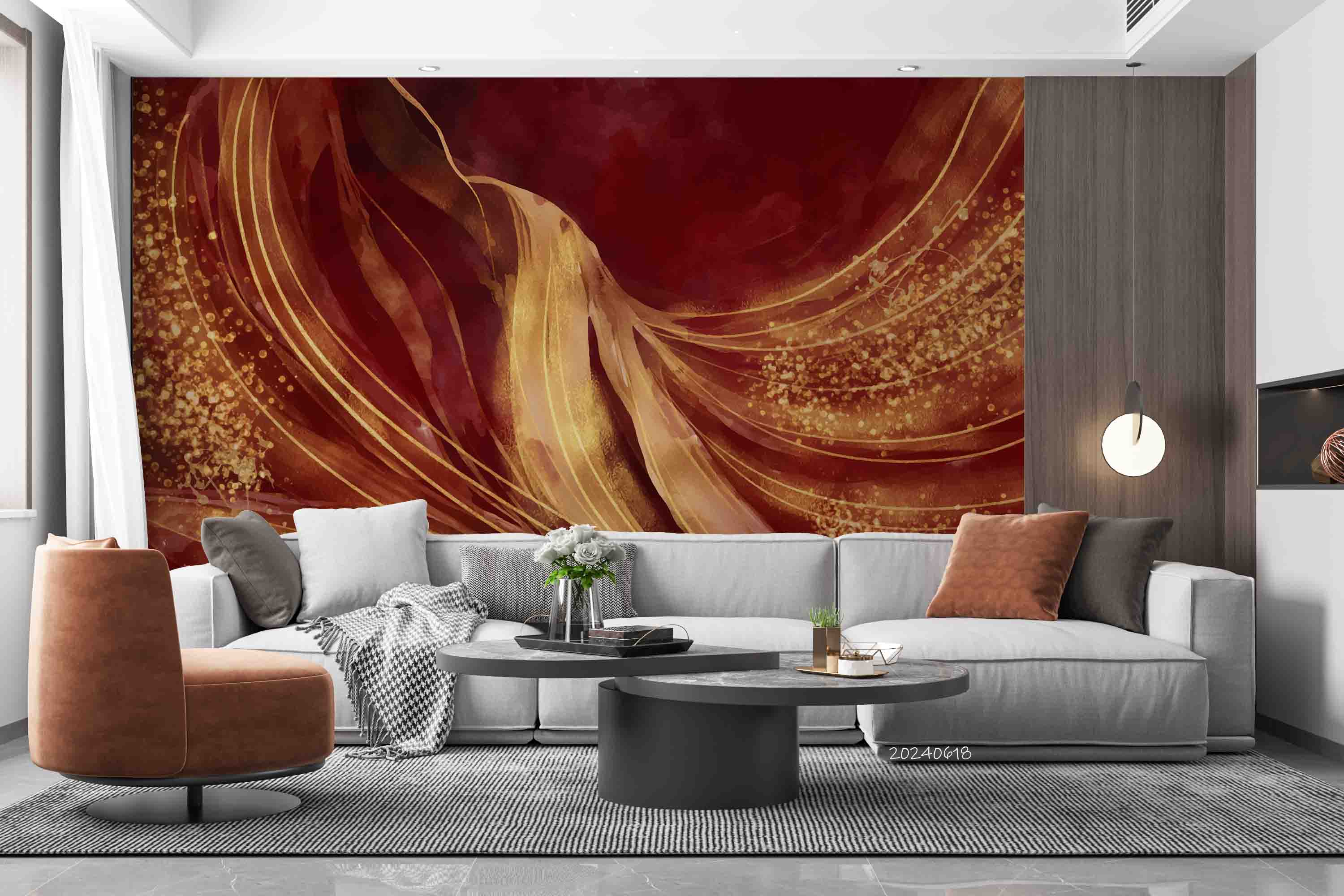 3D Abstract Damaskeen Gold Dust Texture Wall Mural Wallpaper YXL 639