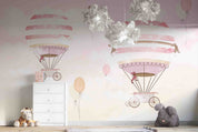 3D Hydrogen Balloon Balloon Cloud Sky Pink Wall Mural Wallpaper YXL 404