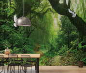 3D Forest Green Trees Path Sunshine Pigeon Wall Mural Wallpaper GD 4812- Jess Art Decoration