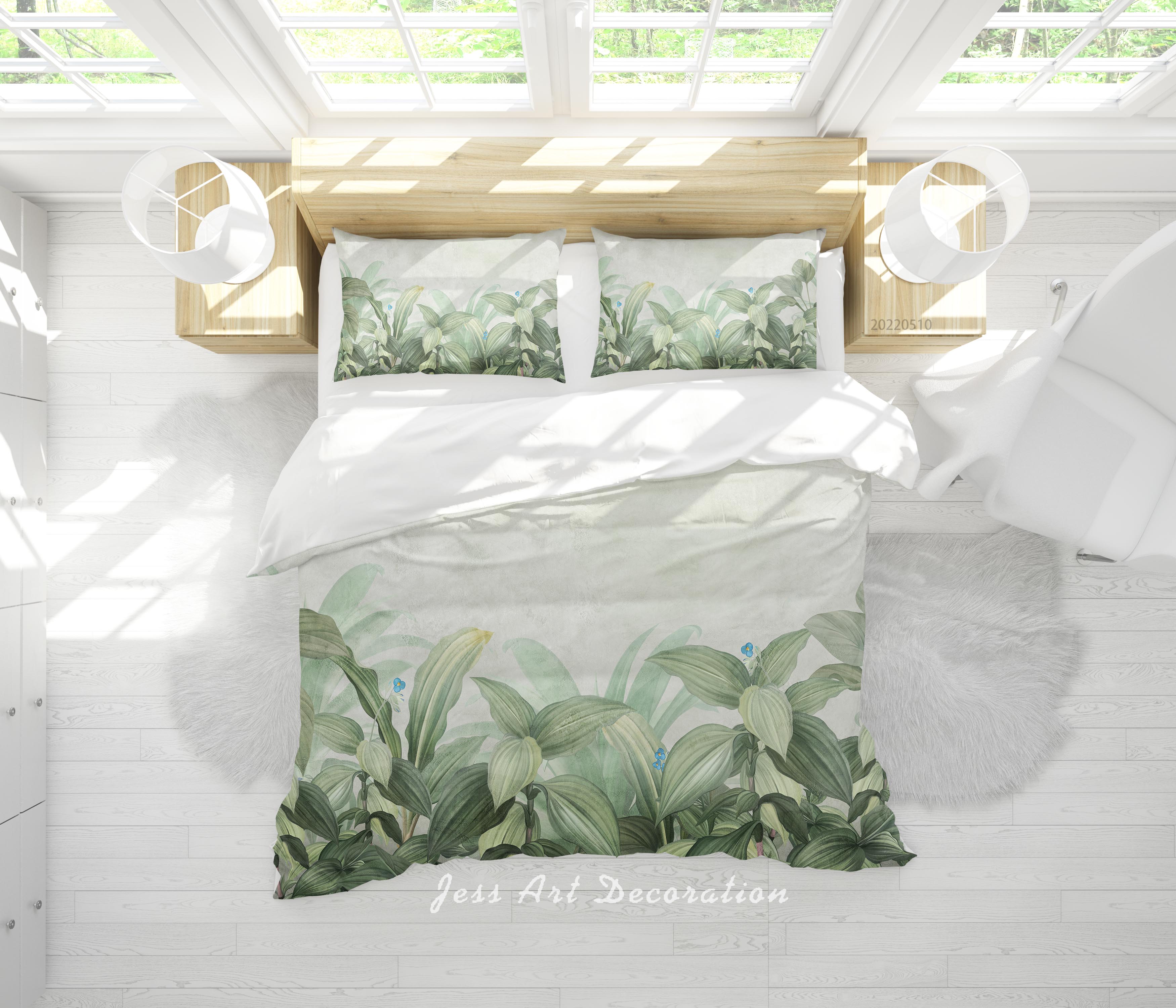 3D Plant Leaf Butterfly Quilt Cover Set Bedding Set Duvet Cover Pillowcase 40