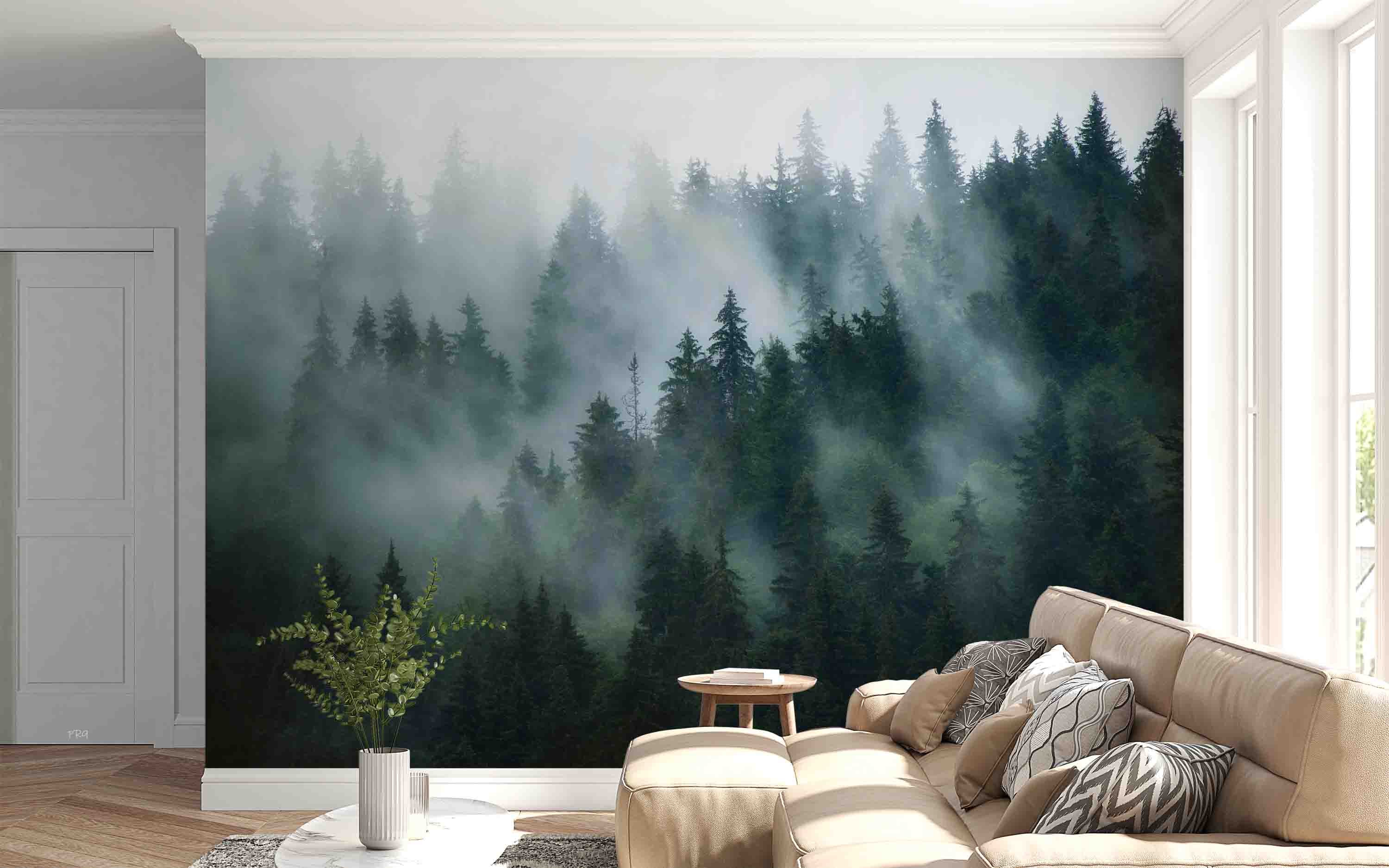 3D Fir Forest Misty Scenery Wall Mural Wallpaper GD 4689- Jess Art Decoration