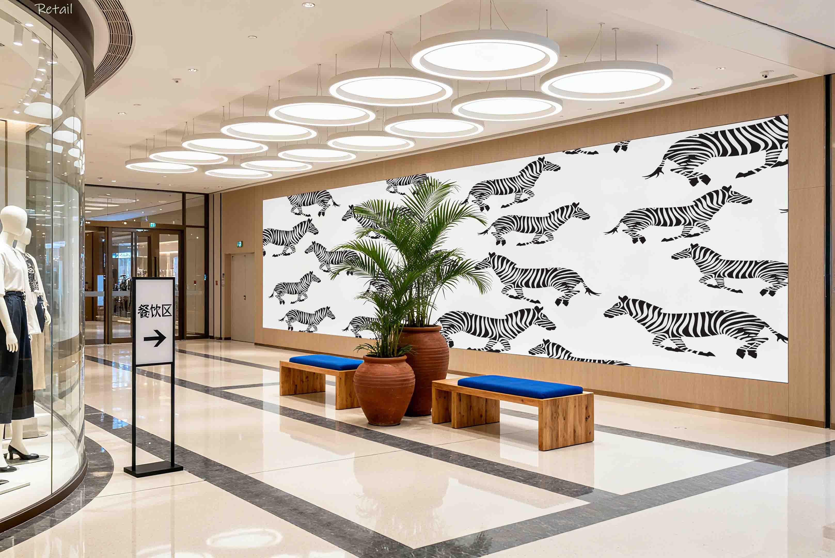 3D Retail Shop Store Market Trade Zebra Pattern Wall Mural Wallpaper 25
